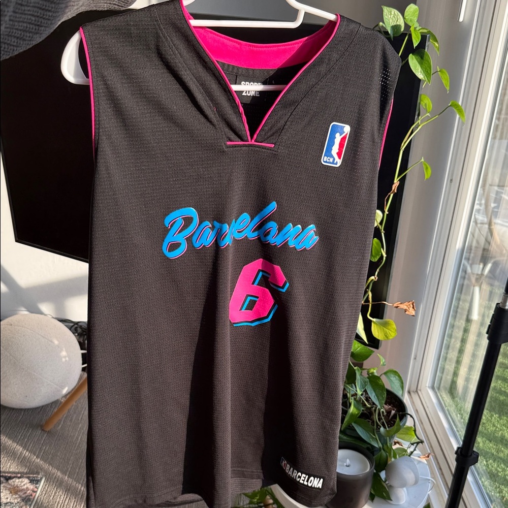 Kids Black and Pink Basketball Jersey